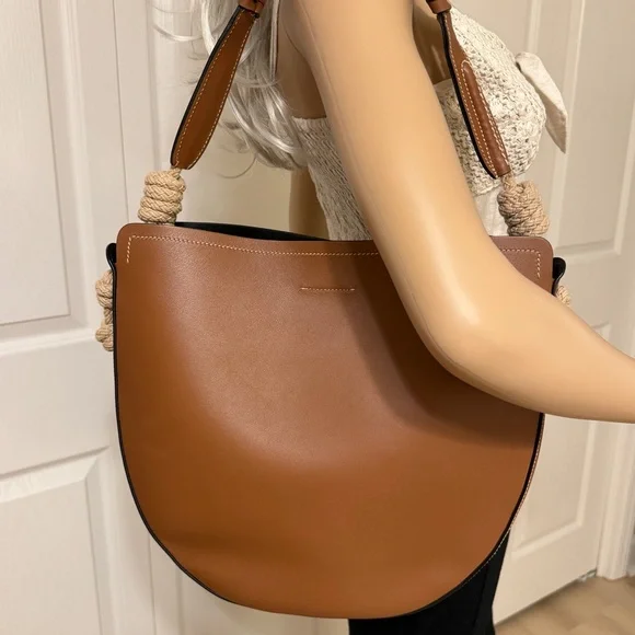 PRADA Leather Brown Shoulder Handbag with Braided Strap - Picture 9 of 16